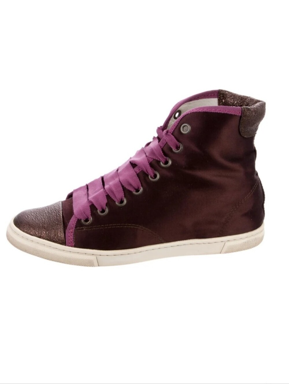 Lanvin Authentic High top Satin Wedge Sneakers Women's Size: 6.5 |  36.5